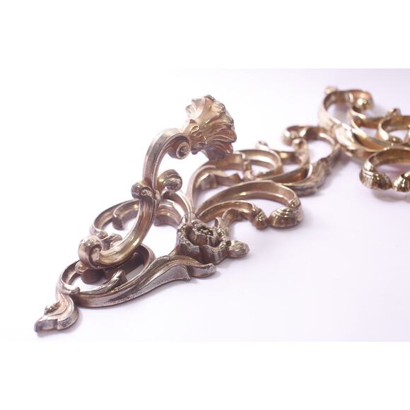 Baroque, Candlestick Holders, Set of 2, Golden Tone, Wall Mount, ~ 250605-WH 322 - Picture 2 of 3